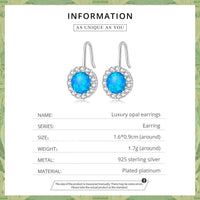 925 Sterling Silver Blue Opal Piercing Earrings for Women - Golonzo -                                                                             