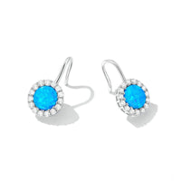 925 Sterling Silver Blue Opal Piercing Earrings for Women - Golonzo -                                                                             
