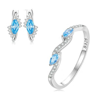 925 Sterling Silver Blue Zirconium Jewelry Set - Golonzo -                                                                             