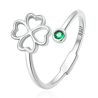 925 Sterling Silver Clover Square Zircon Ring - Golonzo -                                                                             