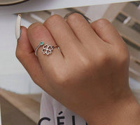 925 Sterling Silver Clover Square Zircon Ring - Golonzo -                                                                             