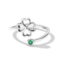 925 Sterling Silver Clover Square Zircon Ring - Golonzo -                                                                             