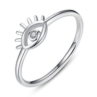925 Sterling Silver Cubic Zircon Eye Finger Ring Clear Crystal - Golonzo -                                                                             