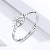 925 Sterling Silver Cubic Zircon Eye Finger Ring Clear Crystal - Golonzo -                                                                             