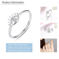 925 Sterling Silver Cubic Zircon Eye Finger Ring Clear Crystal - Golonzo -                                                                             
