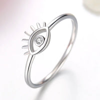 925 Sterling Silver Cubic Zircon Eye Finger Ring Clear Crystal - Golonzo -                                                                             