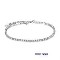 925 Sterling Silver Cubic Zirconia Link Chain Charm Bracelets - Golonzo -                                                                             
