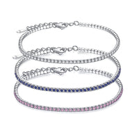 925 Sterling Silver Cubic Zirconia Link Chain Charm Bracelets - Golonzo -                                                                             