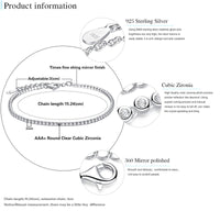 925 Sterling Silver Cubic Zirconia Link Chain Charm Bracelets - Golonzo -                                                                             