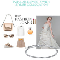 925 Sterling Silver Cubic Zirconia Link Chain Charm Bracelets - Golonzo -                                                                             