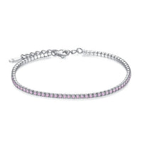925 Sterling Silver Cubic Zirconia Link Chain Charm Bracelets - Golonzo -                                                                             