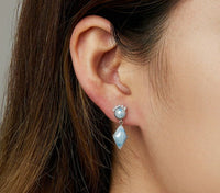 925 Sterling Silver Delicate Diamond Drop Earrings - Golonzo -                                                                             