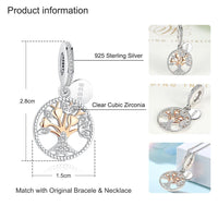 925 Sterling Silver Family Tree Of Life Bracelet Pendant Charm - Golonzo -                                                                             
