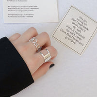 925 Sterling Silver Geometric Cutout Open Size Rings - Golonzo -                                                                             