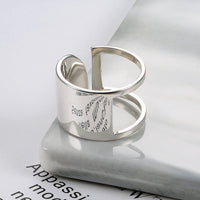 925 Sterling Silver Geometric Cutout Open Size Rings - Golonzo -                                                                             
