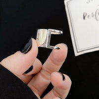 925 Sterling Silver Geometric Cutout Open Size Rings - Golonzo -                                                                             