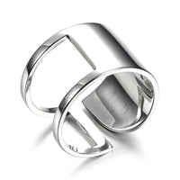 925 Sterling Silver Geometric Cutout Open Size Rings - Golonzo -                                                                             