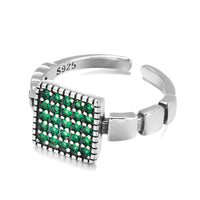 925 Sterling Silver Minimalist Style Emerald Zircon Rings for Women - Golonzo -                                                                             