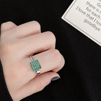 925 Sterling Silver Minimalist Style Emerald Zircon Rings for Women - Golonzo -                                                                             