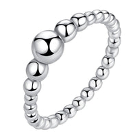925 Sterling Silver Round Ball Beaded Rings for Women - Golonzo -                                                                             