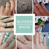 925 Sterling Silver Round Ball Beaded Rings for Women - Golonzo -                                                                             