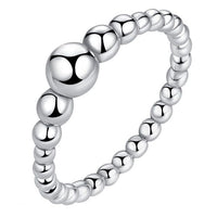 925 Sterling Silver Round Ball Beaded Rings for Women - Golonzo -                                                                             