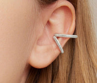 925 Sterling Silver Simple Double Layer Ear Cuff - Golonzo -                                                                             