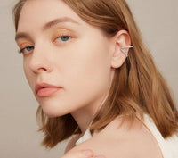 925 Sterling Silver Simple Double Layer Ear Cuff - Golonzo -                                                                             