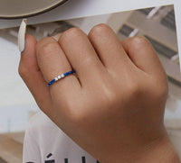 925 Sterling Silver Simple Shining Zircon Blue Ring - Golonzo -                                                                             