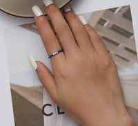 925 Sterling Silver Simple Shining Zircon Blue Ring - Golonzo -                                                                             