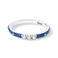 925 Sterling Silver Simple Shining Zircon Blue Ring - Golonzo -                                                                             