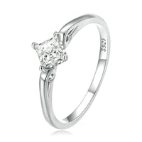 925 Sterling Silver Simple Square Zircon Ring - Golonzo -                                                                             