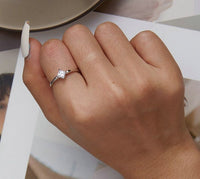 925 Sterling Silver Simple Square Zircon Ring - Golonzo -                                                                             