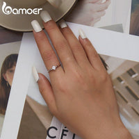 925 Sterling Silver Simple Square Zircon Ring - Golonzo -                                                                             