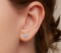 925 Sterling Silver Simple Square Zircon Stud Earrings - Golonzo -                                                                             