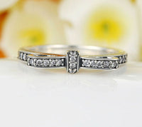 925 Sterling Silver Sparkling Bow Knot Stackable Ring - Golonzo -                                                                             