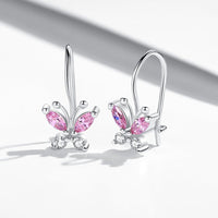 925 Sterling Silver Sparkling Crystal Butterfly Earrings - Golonzo -                                                                             