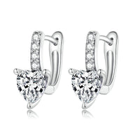 925 Sterling Silver Sparkling Heart Ear Buckles - Golonzo -                                                                             
