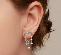 925 Sterling Silver Tassel Heart Drop Earrings - Shining Zircon Luxury Earrings - Golonzo -                                                                             