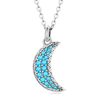 925 Sterling Silver Turquoise Moon Drop Necklace - Golonzo -                                                                             