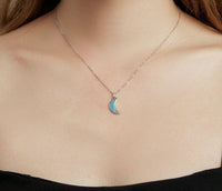 925 Sterling Silver Turquoise Moon Drop Necklace - Golonzo -                                                                             