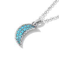 925 Sterling Silver Turquoise Moon Drop Necklace - Golonzo -                                                                             