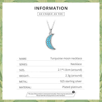 925 Sterling Silver Turquoise Moon Drop Necklace - Golonzo -                                                                             