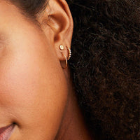 925 Sterling Silver with 18K Gold Vintage White Opal Round Plated Stud Earrings - Golonzo -                                                                             