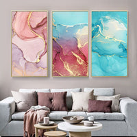Abstract Wall Art Canvas Painting Print Mix Marble Vein - Golonzo -                                                                             