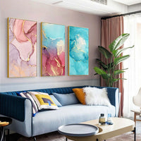 Abstract Wall Art Canvas Painting Print Mix Marble Vein - Golonzo -                                                                             