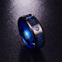 Ancient Black Dragon Blue Tungsten Ring - Golonzo -                                                                             
