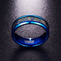 Ancient Gold Dragon Blue Tungsten Rings - Golonzo -                                                                             
