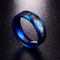 Ancient Gold Dragon Blue Tungsten Rings - Golonzo -                                                                             