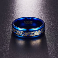 Ancient Gold Dragon Blue Tungsten Rings - Golonzo -                                                                             